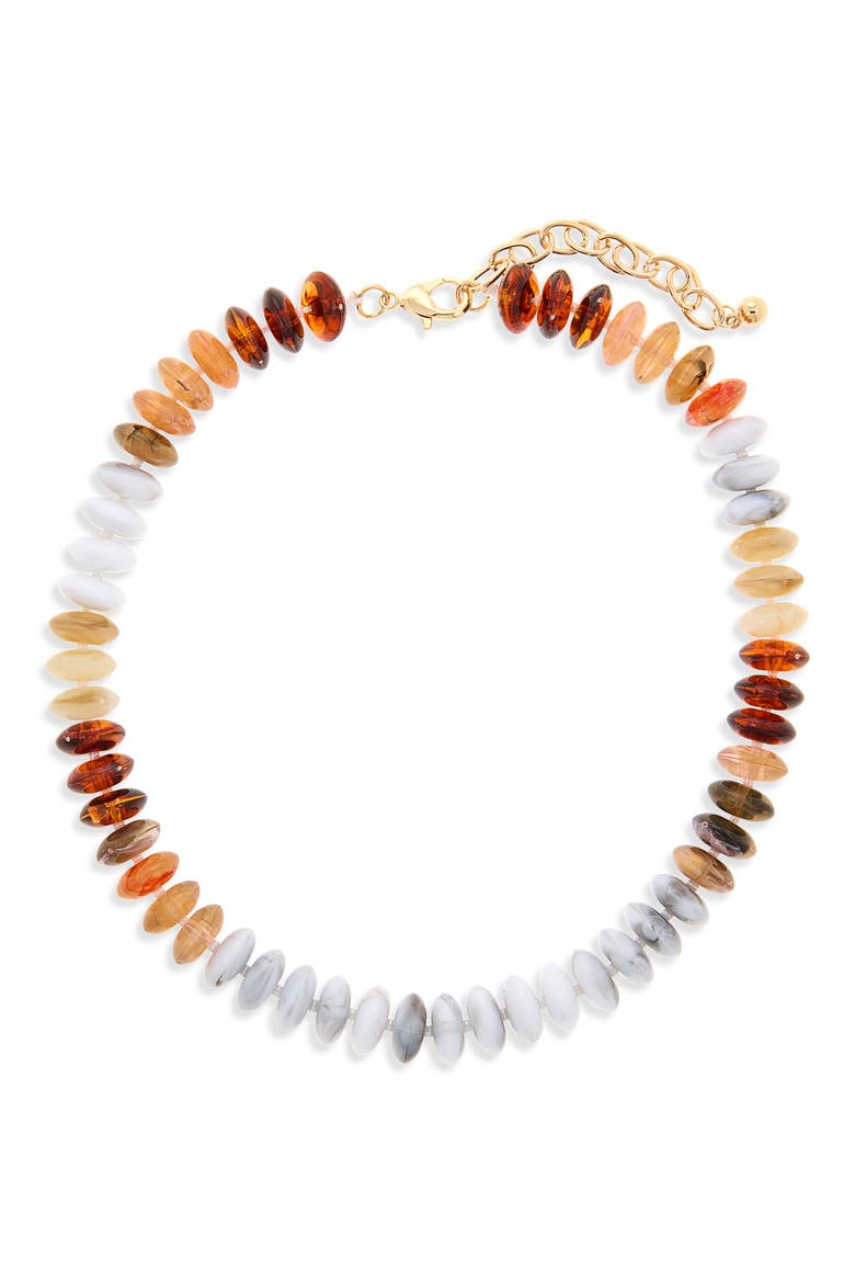 Beaded Necklace, Main, color, BROWN COMBO