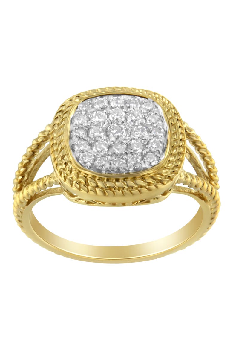 10K Yellow Gold Plated Silver 1/2 Ctw Diamond Cushion Split Shank Cocktail Ring, Alternate, color, Yellow Gold over Silver