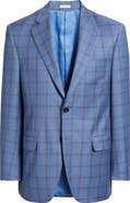 Peter Millar Flynn Classic Fit Blue Plaid Wool Sport Coat
