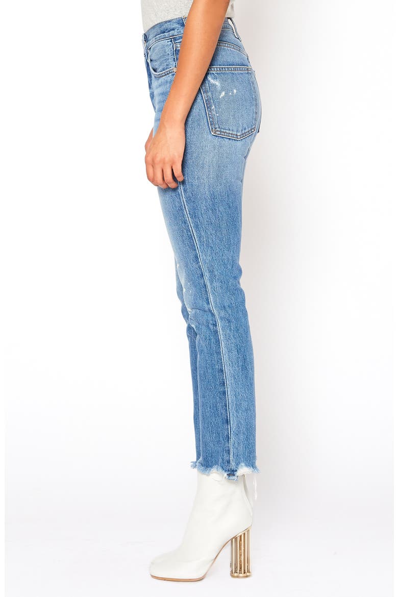Eve High Waist Distressed Slim Straight Leg Jeans, Alternate, color, BESTIE