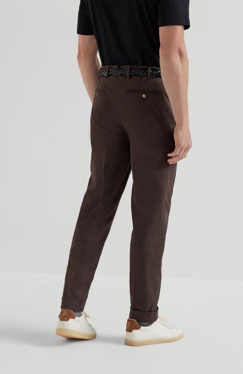 Brunello Cucinelli Gabardine Garment Dyed Trousers In Brown