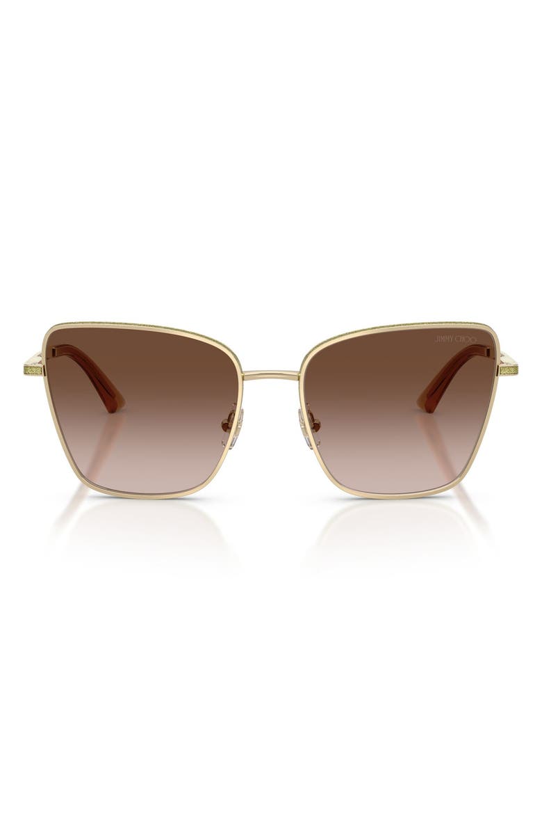 Jimmy Choo 55mm Gradient Square Sunglasses, Main, color, Pale Gold / Gradient Brown