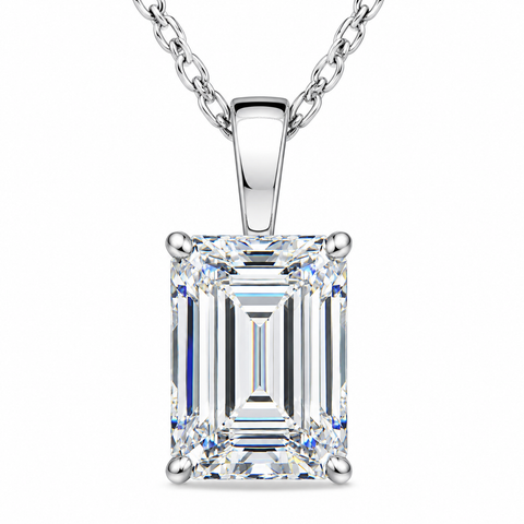 2 Ct Emerald Diamond Solitaire Pendant 14k Gold Lab Grown