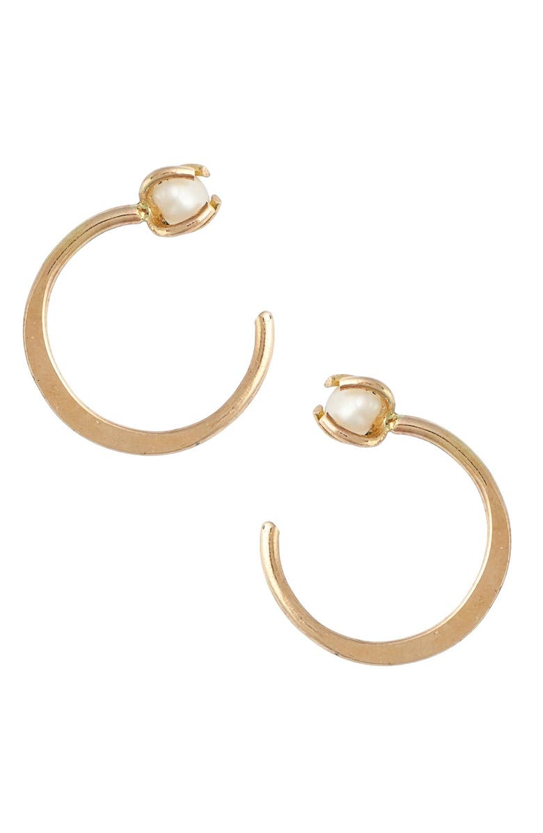 Melissa Joy Manning Threader Hoop Pearl Earrings, Main, color, 