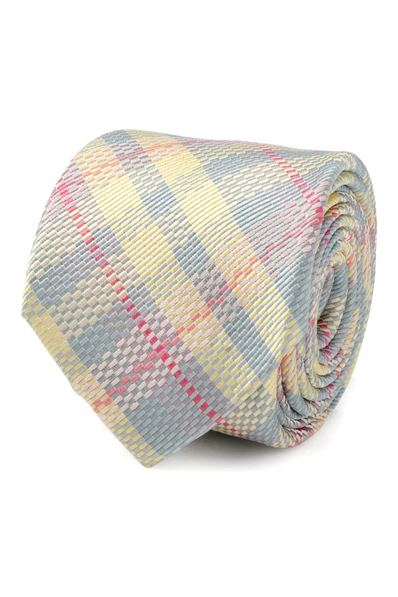 Pastel Plaid Silk Tie, Alternate, color, GRAY