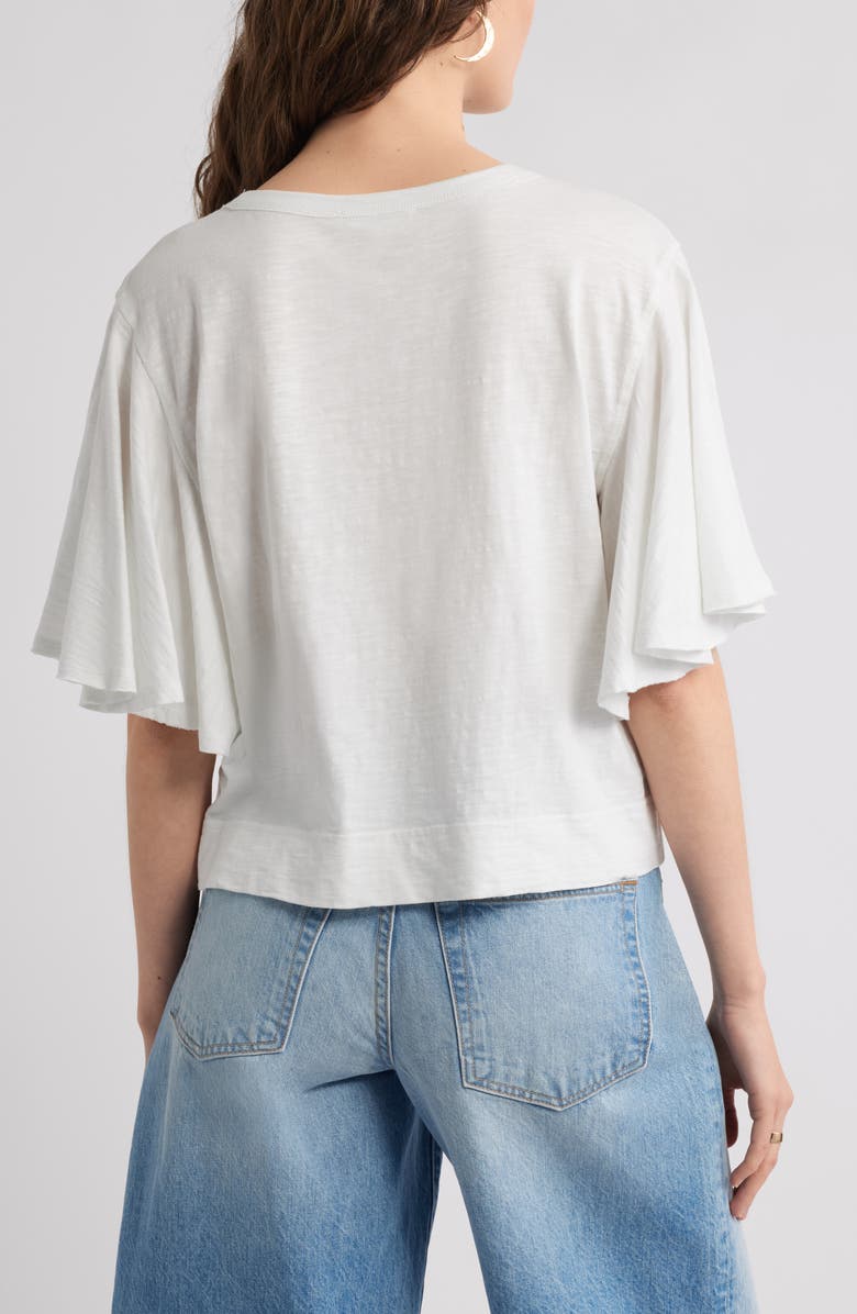 Treasure & Bond Flutter Sleeve Cotton T-Shirt, Alternate, color, White Blanc