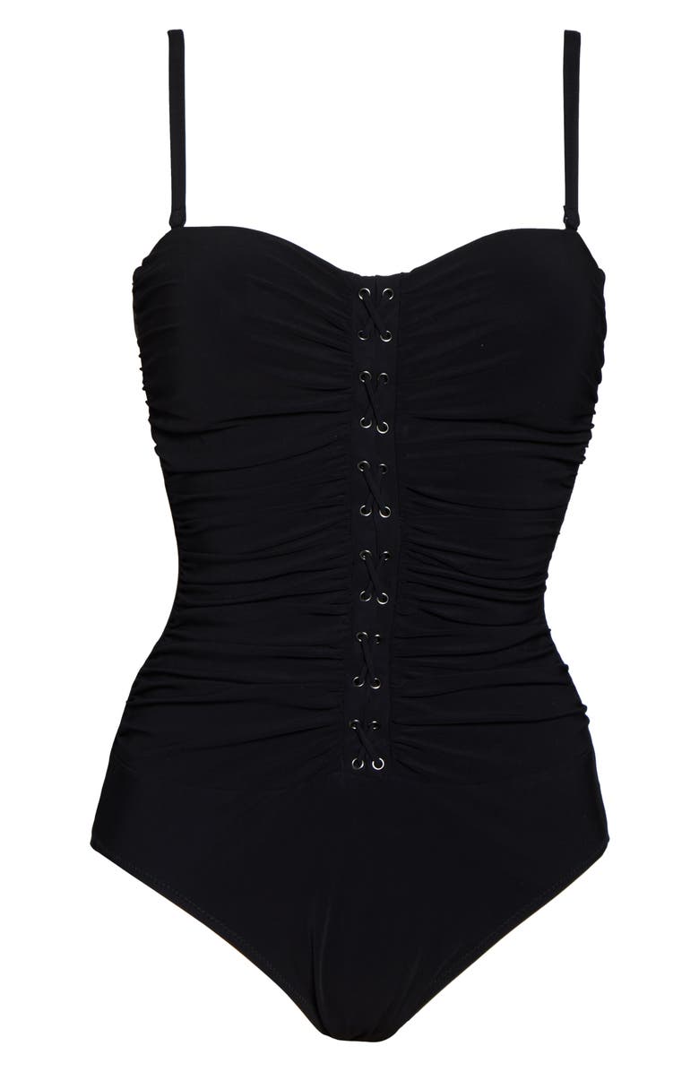 Profile by Gottex Moto Bandeau One-Piece Swimsuit, Alternate, color,