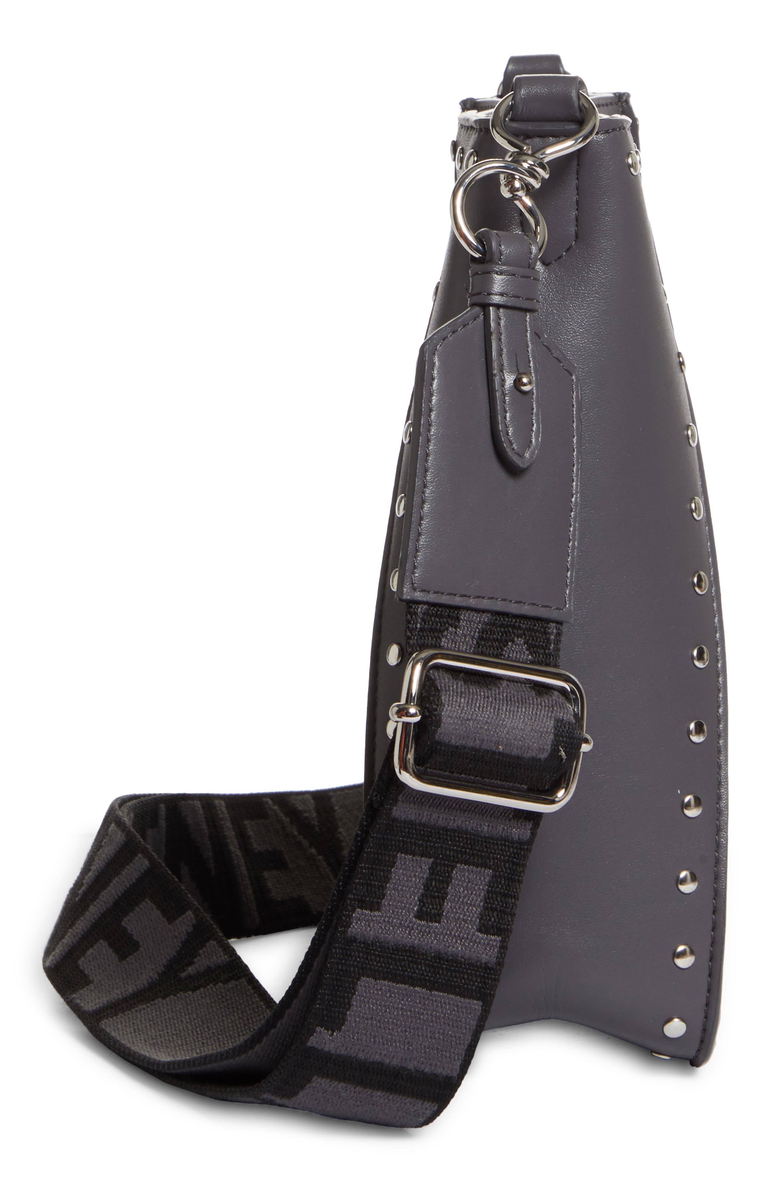 Medium Studded Faux Leather Hobo Bag, Alternate, color, SLATE