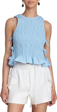 Avec Les Filles Smock Linen Blend Top