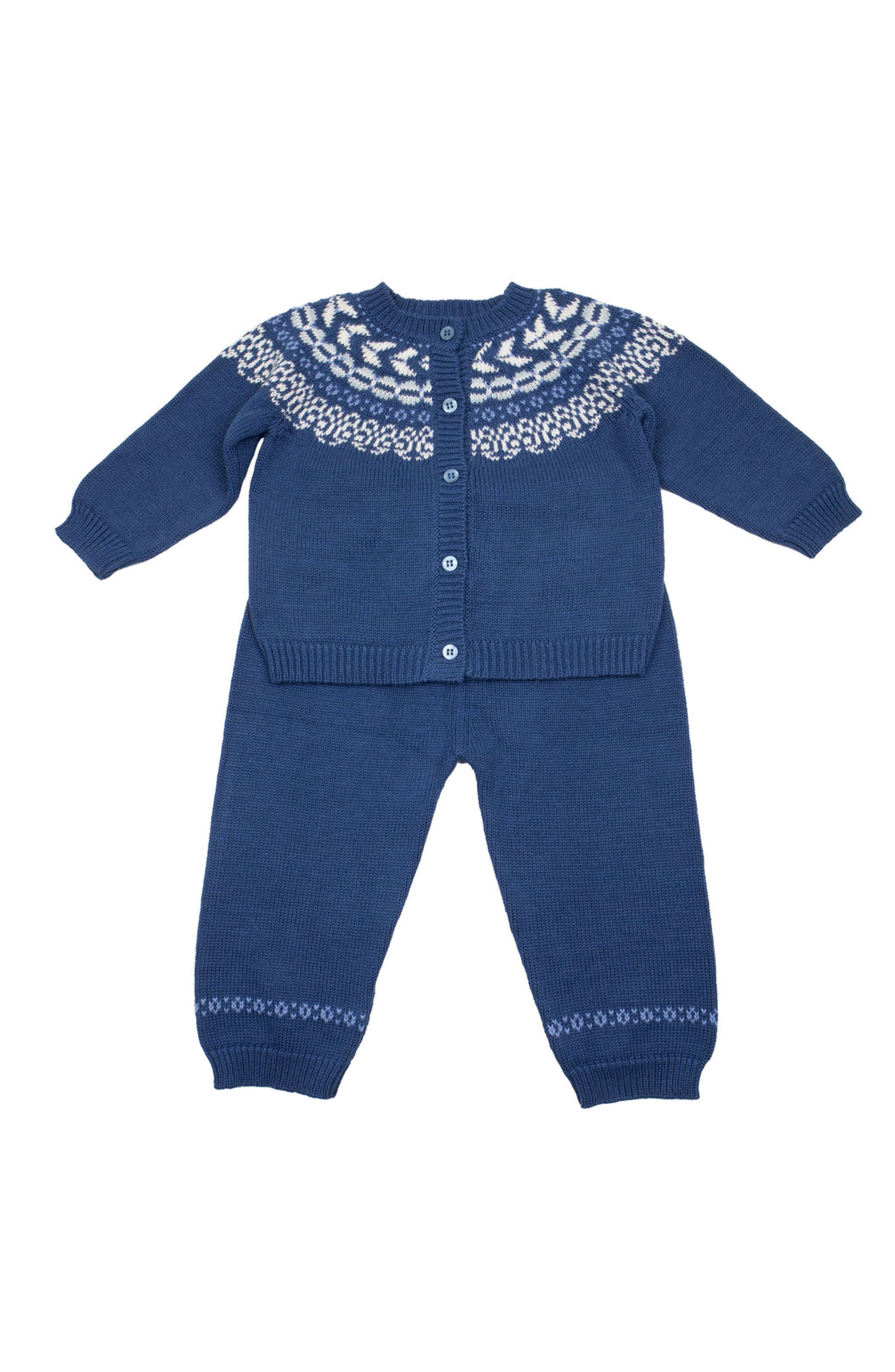 Cuclie Babies'  Fair Isle Pant Set For Toddler In Blue