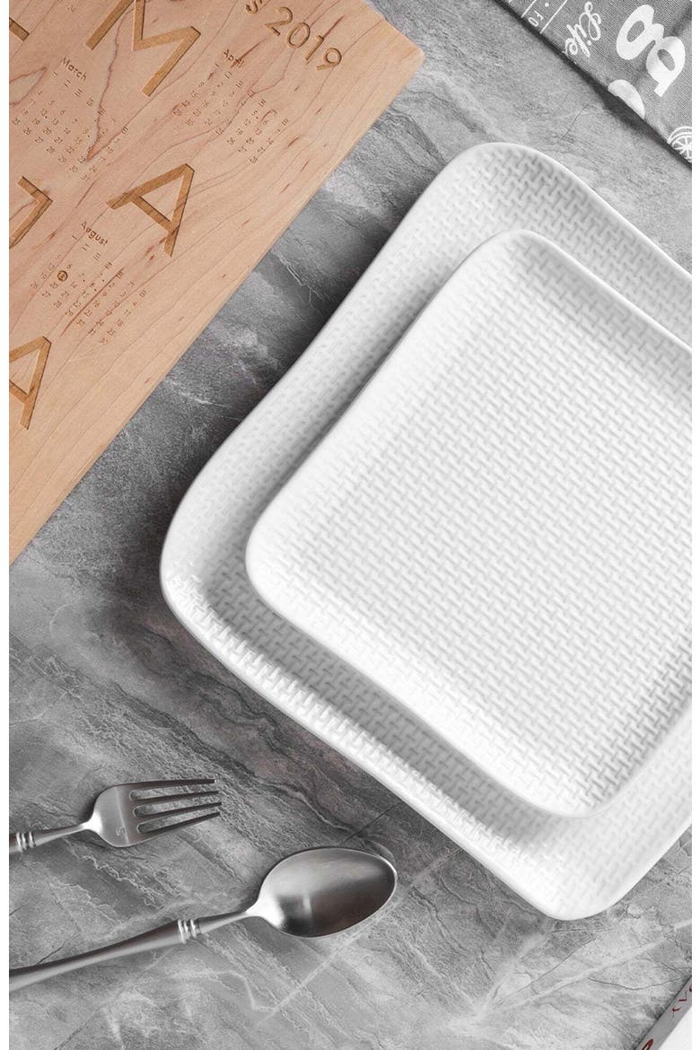 Olivia Stoneware 4-Piece Dinner Plate Set, Alternate, color, White