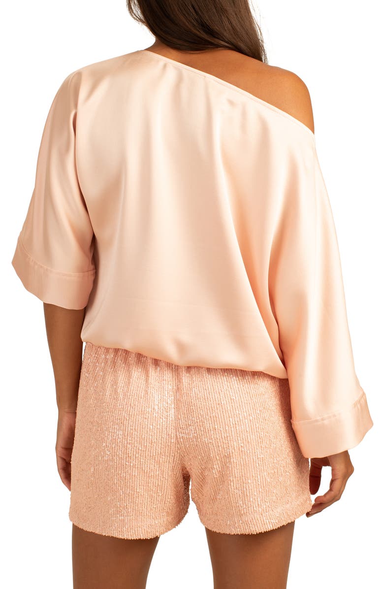 Trina Turk Lyric One-Shoulder Satin Top, Alternate, color, Strawberry Fields