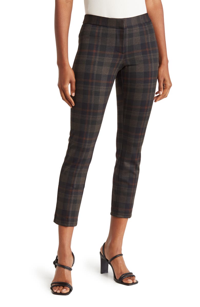 Amanda & Chelsea Amanda Plaid Pants, Main, color, Black/Brown