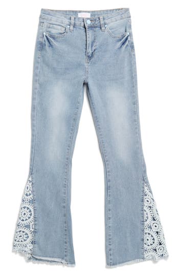 Ymi Kids' Gigi Lace Wide Leg Jeans In Medium
