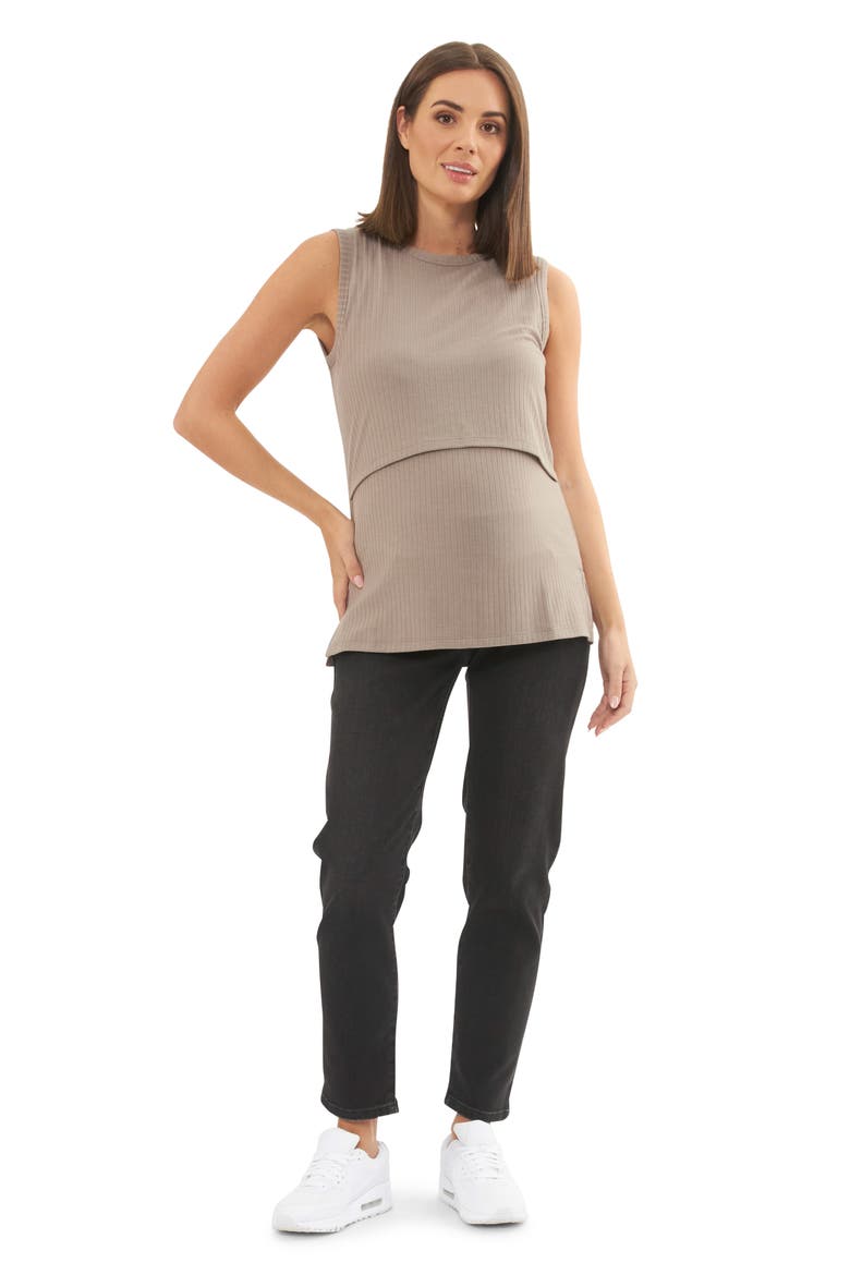 Peter Rib Maternity/Nursing Tank, Alternate, color, TAUPE