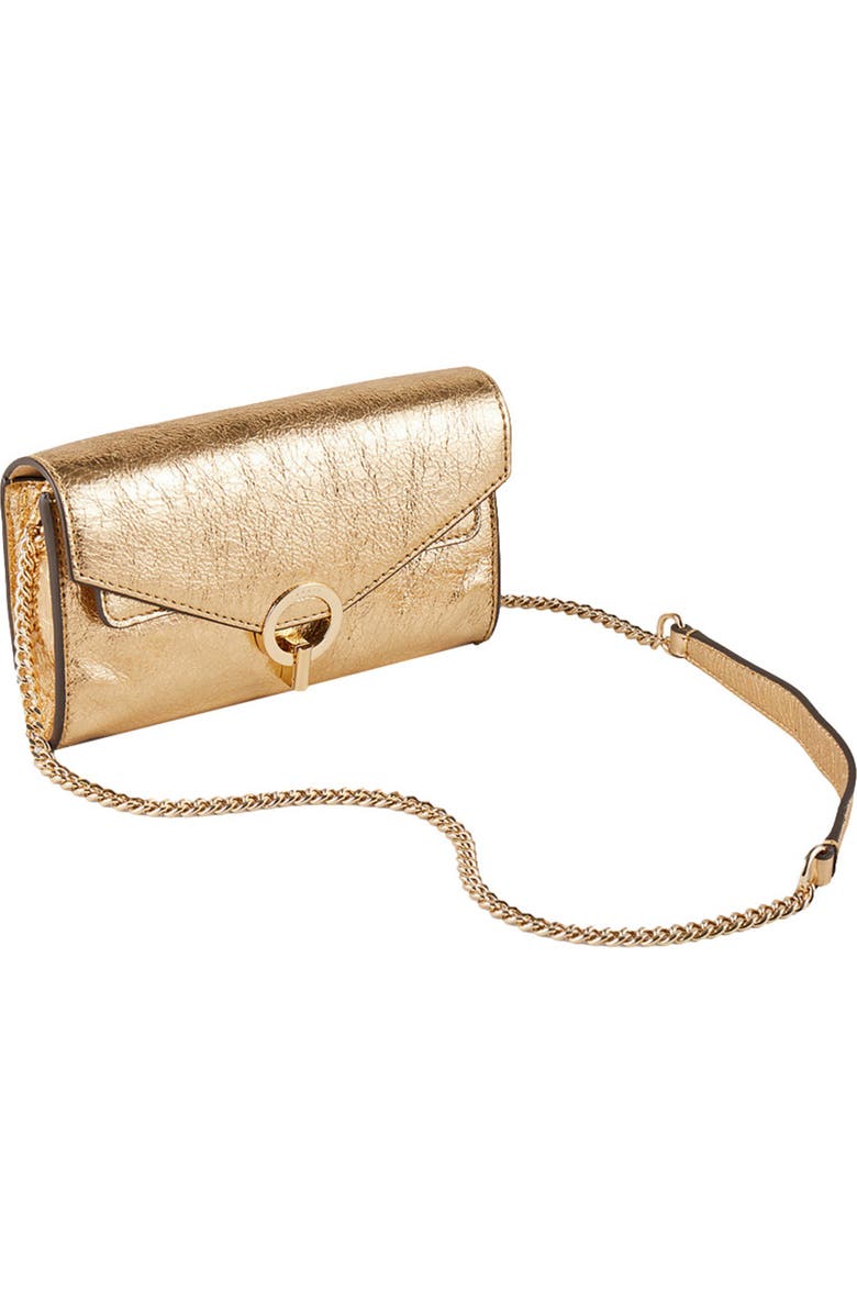 SANDRO Gold leather clutch bag, Alternate, color,