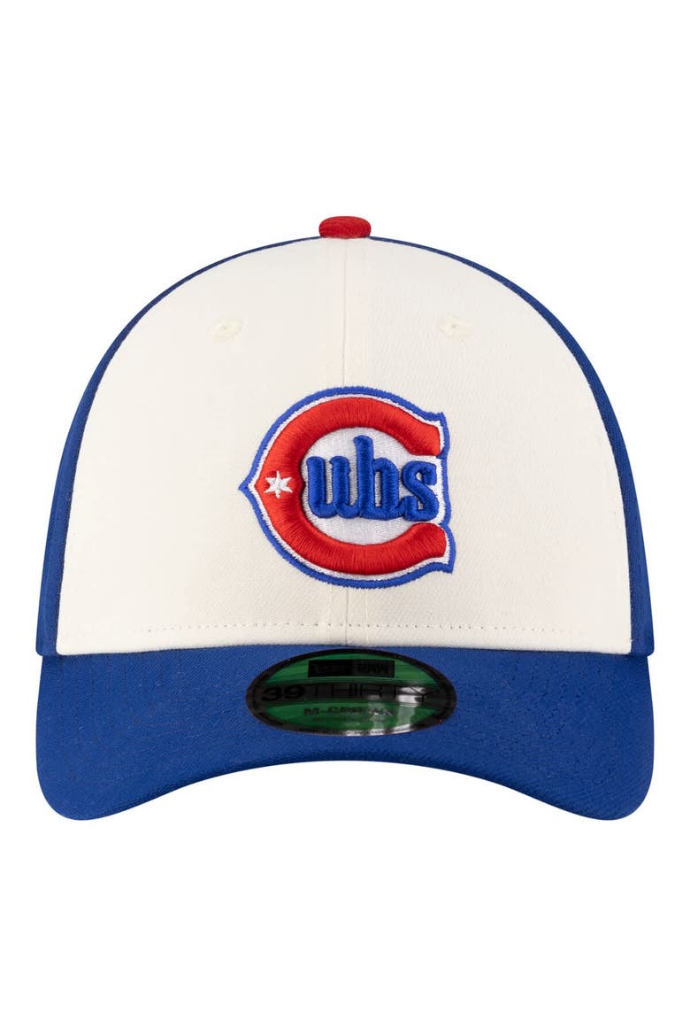 Men's New Era  White/Royal Chicago Cubs Player Replica 39THIRTY M-Crown Flex Hat, Alternate, color, White