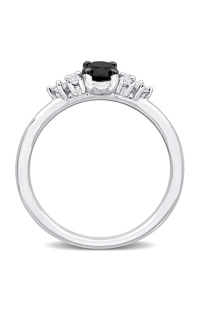 Black & White Diamond Oval Seven-Stone Ring 14k, Alternate, color, 14k White Gold