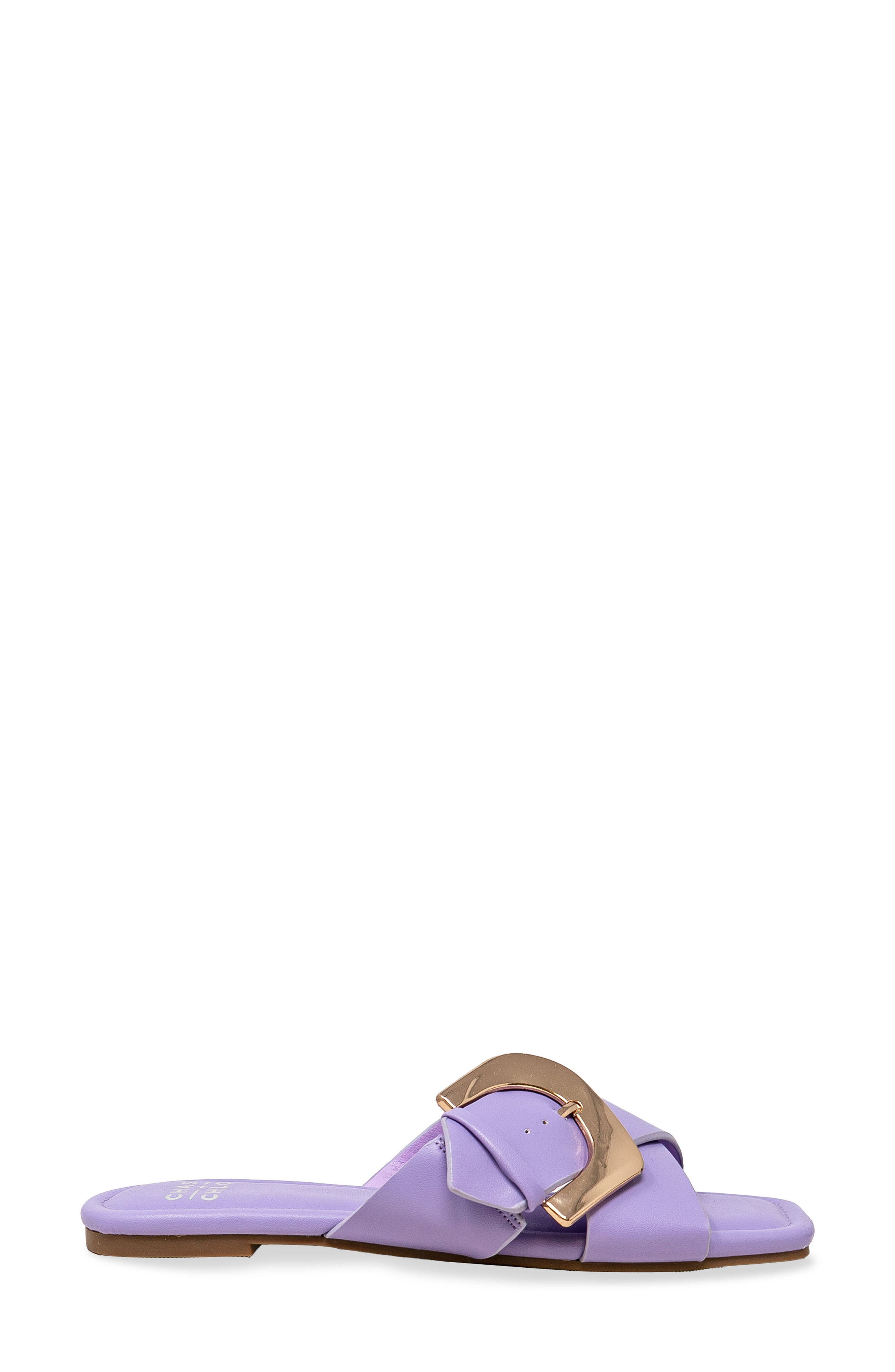 Cross Strap Slide Sandal, Alternate, color, PURPLE PU