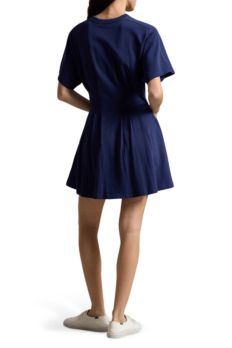 Pleated Cotton Jersey T-Shirt Minidress, Alternate, color, NEWPORT NAVY