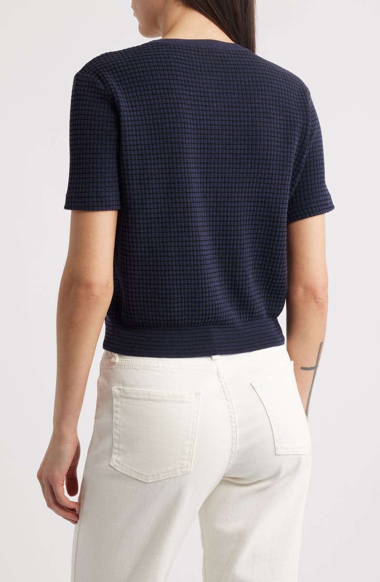 rag & bone Eloise Short Sleeve Waffle Cardigan, Alternate, color, Navymult