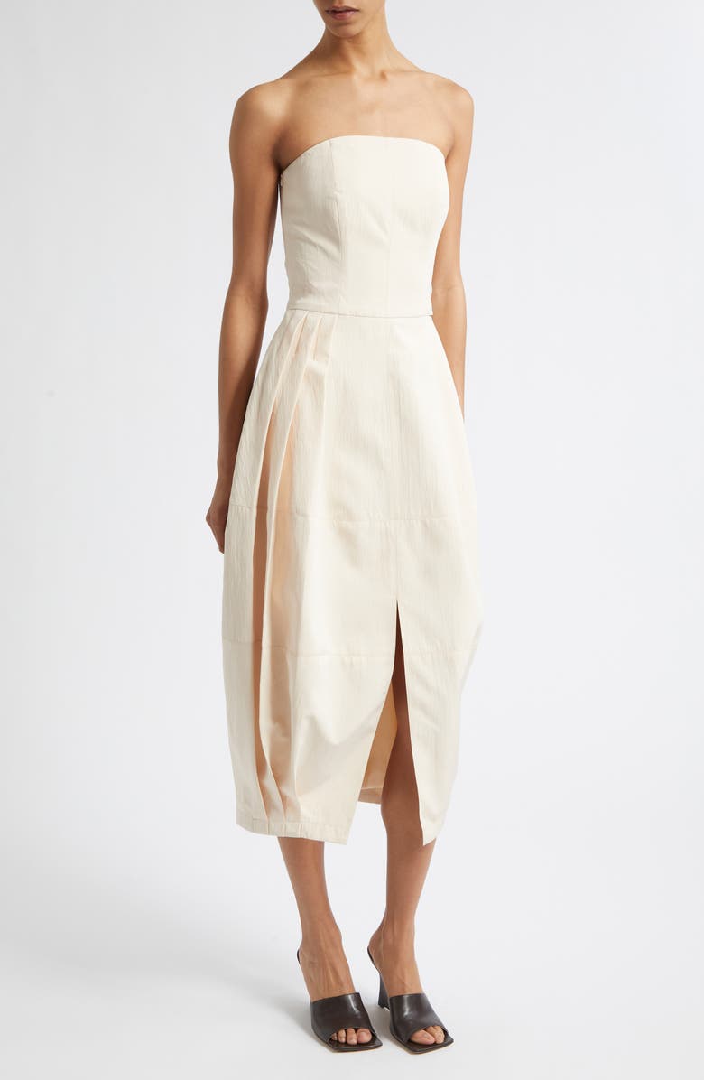 ISRAELLA KOBLA Senita Strapless Midi Dress, Alternate, color, Beige