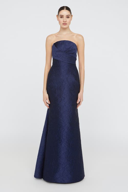 Theia Harlow Strapless Gown In Blue
