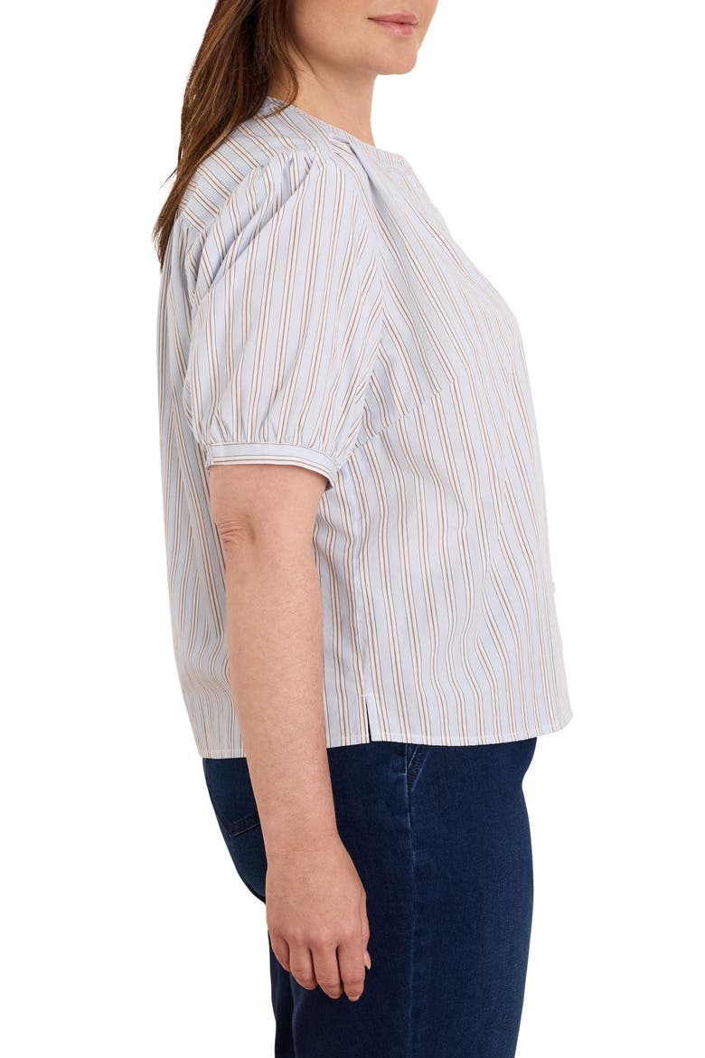 Eton Striped Band Collar Shirt, Alternate, color, BLUE MULTI
