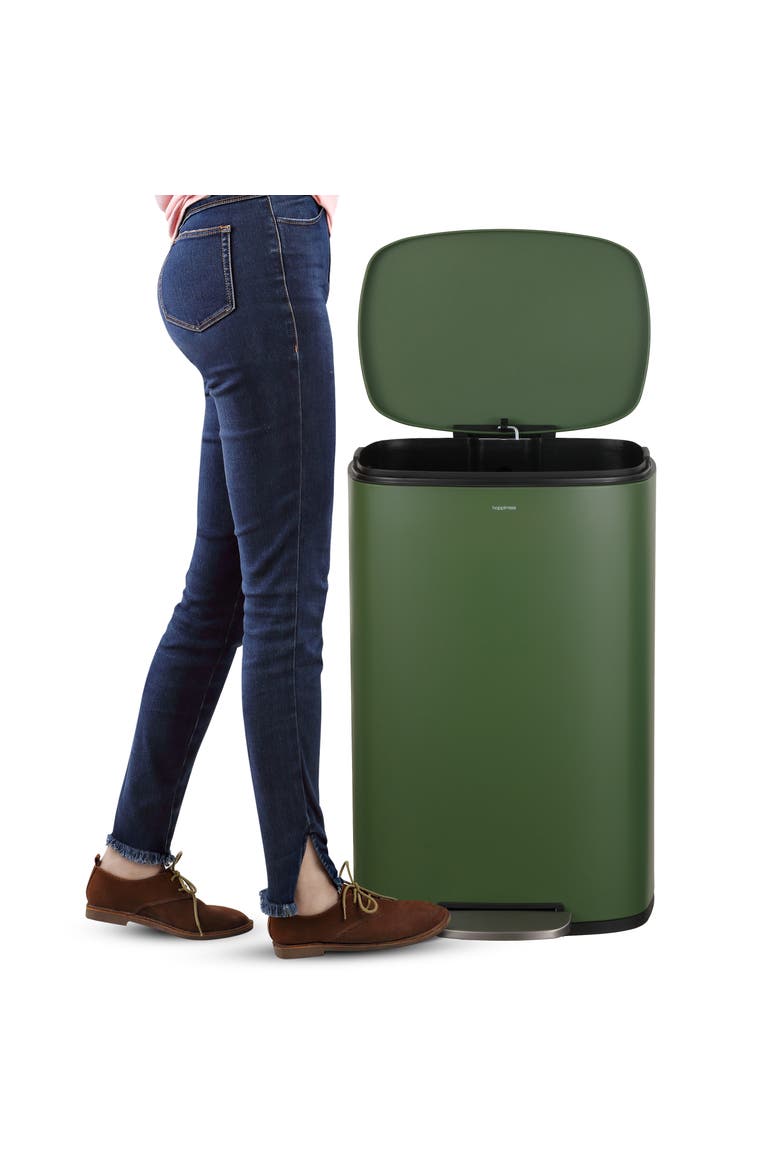 Connor Rectangular Trash Can with Soft-Close Lid and FREE Mini Trash Can, Alternate, color, Pine Green