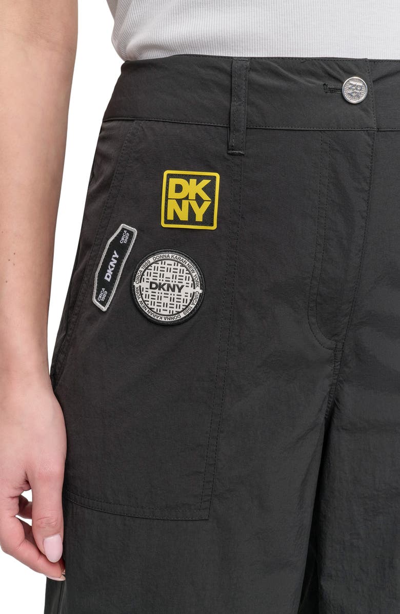 DKNY Pins & Patches Wide Leg Nylon Cargo Pants, Alternate, color, 