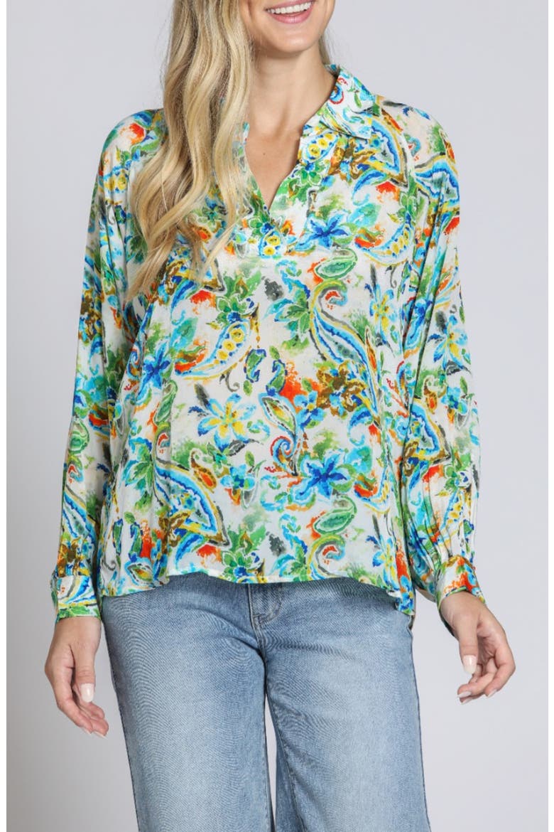 Print Popover Top, Main, color, GREEN/ BLUE MULTI