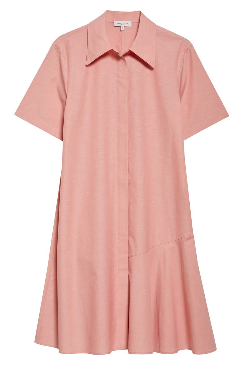 Flounce Hem Slub Cotton Shirtdress, Alternate, color, PASTEL PINK MELANGE