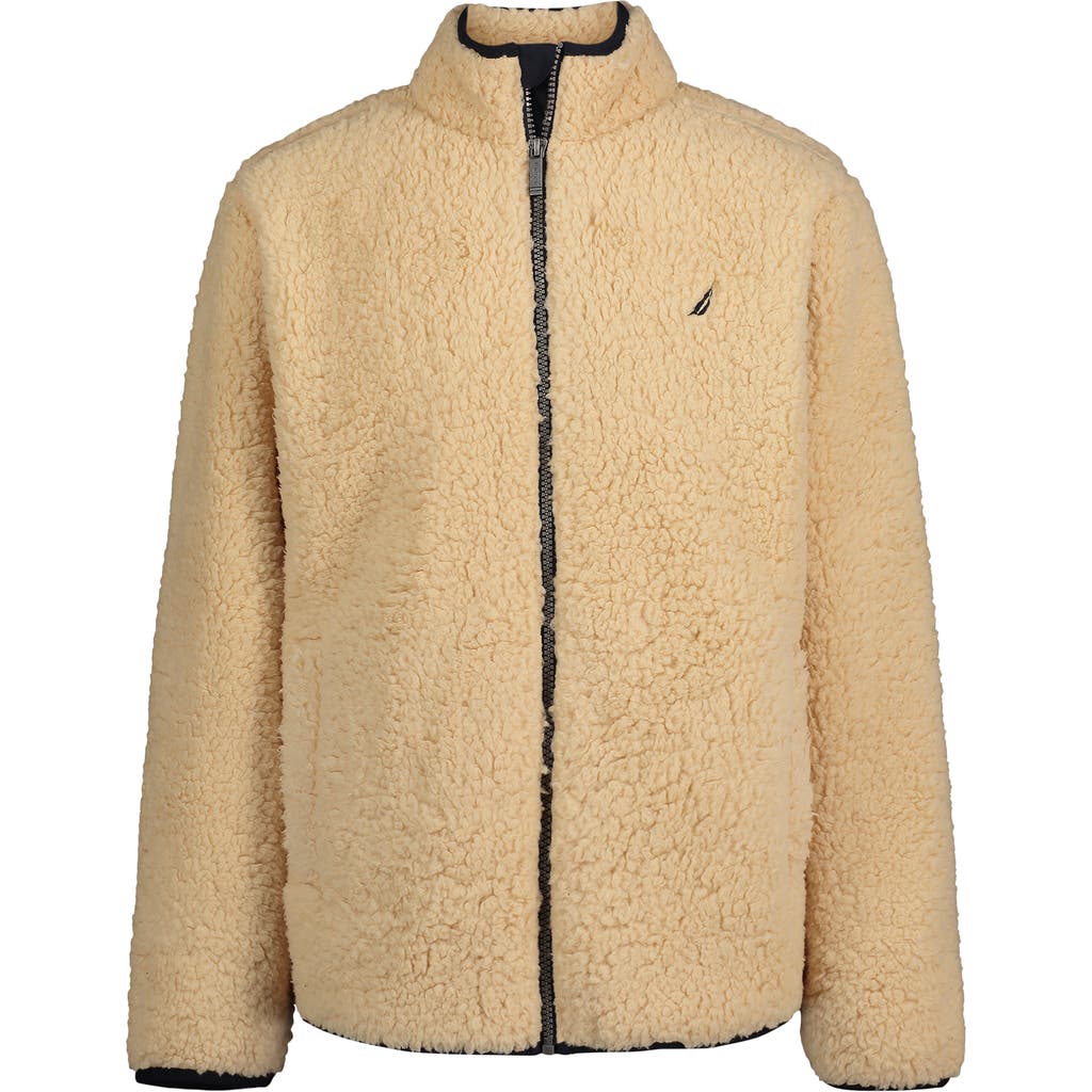 Nautica Kids' Faux Shearling Zip-up Hoodie In Gold