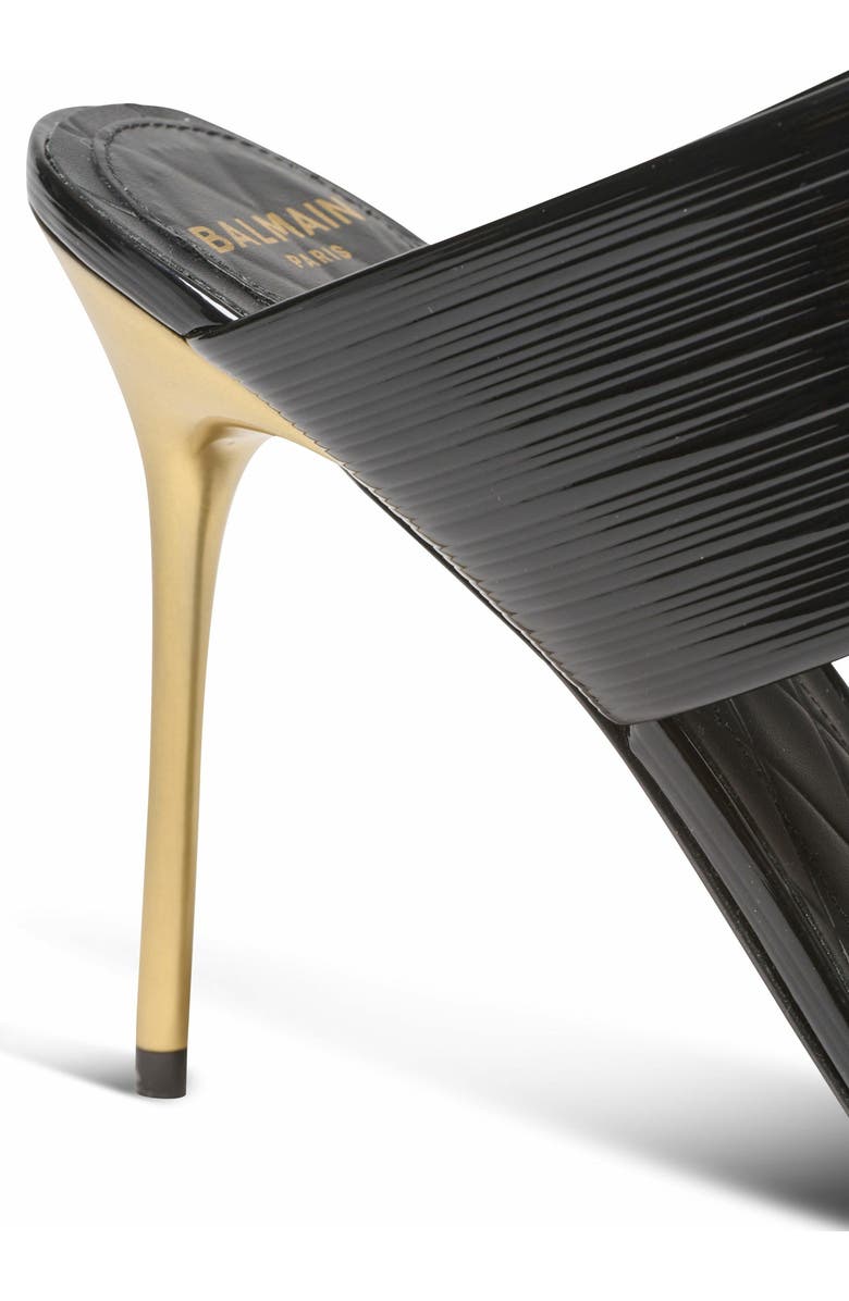 Balmain Pb Mules In Striped Leather, Alternate, color,