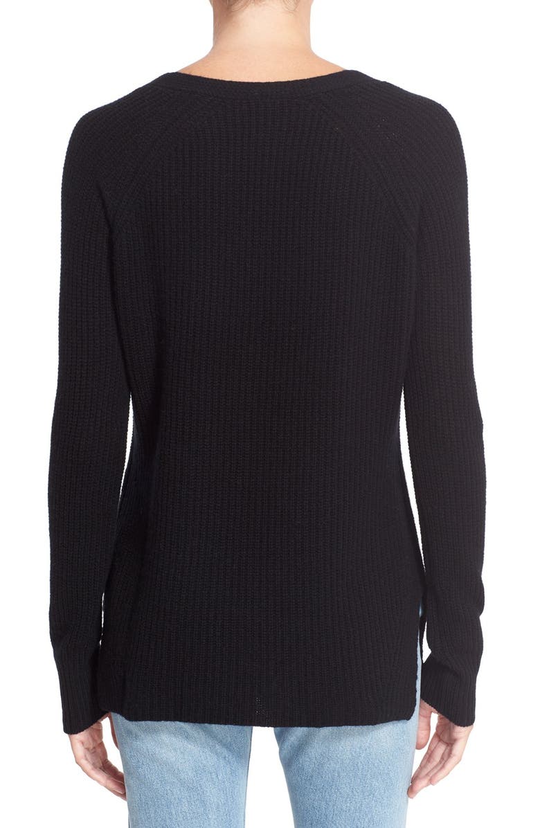 autumn cashmere Shaker Stitch Cashmere V-Neck Sweater, Alternate, color,