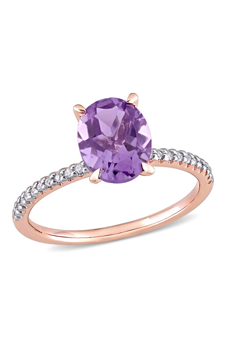 Amethyst & Diamond Oval Ring 14k, Main, color, Amethyst