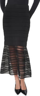 DKNY Ladder Lace Mesh Midi Sweater Skirt