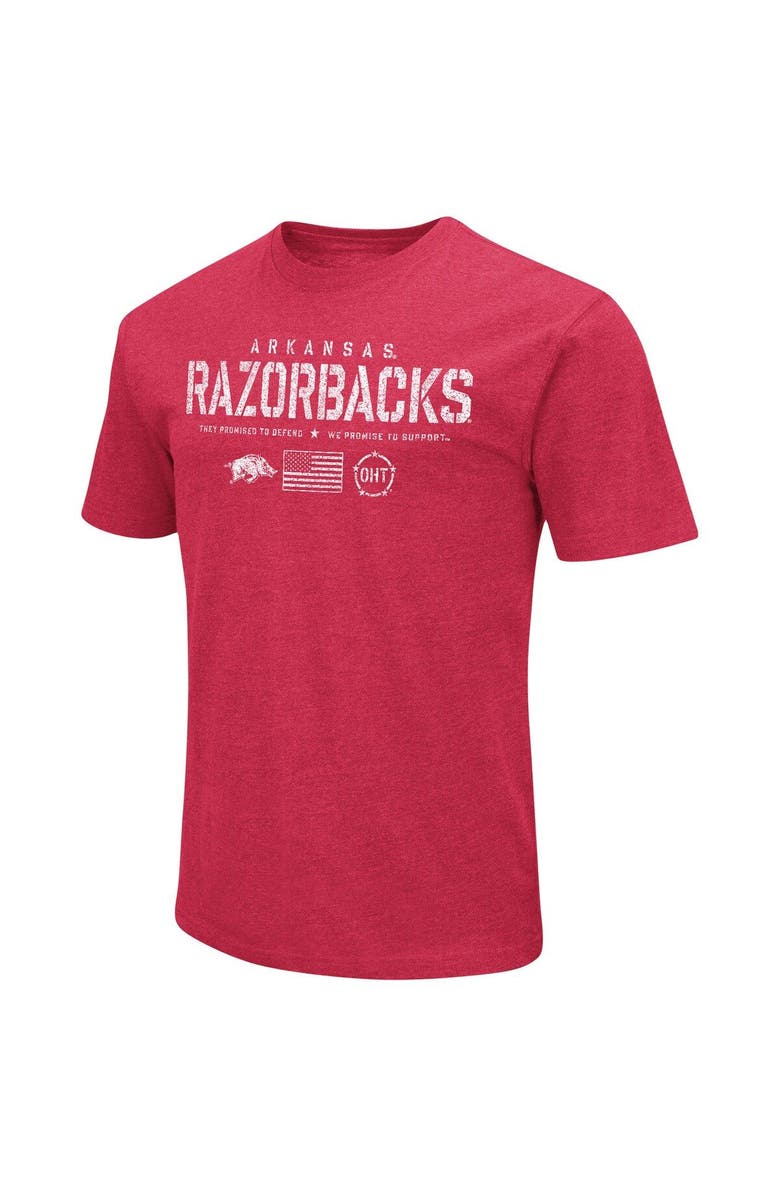 COLOSSEUM Men's Colosseum Heather Cardinal Arkansas Razorbacks OHT Military Appreciation Flag 2.0 T-Shirt, Alternate, color, 