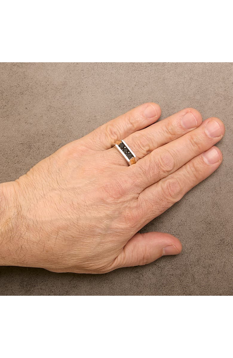 Haus of Brilliance Men's 14K Yellow Gold Plated Sterling Silver 1-1/2 Cttw Black Diamond Channel Set Band Ring, Alternate, color, Yellow Gold Over Silver