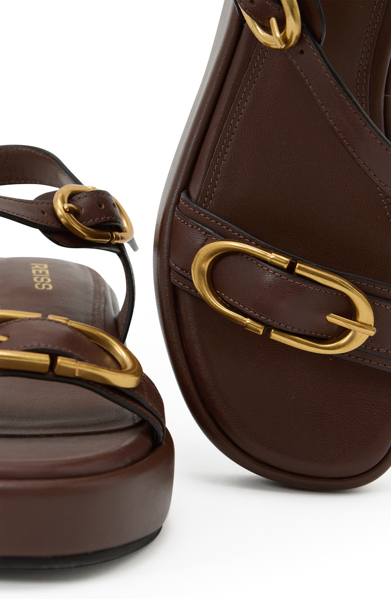 Reiss Nyla Slingback Platform Wedge Sandal, Alternate, color, Chocolate