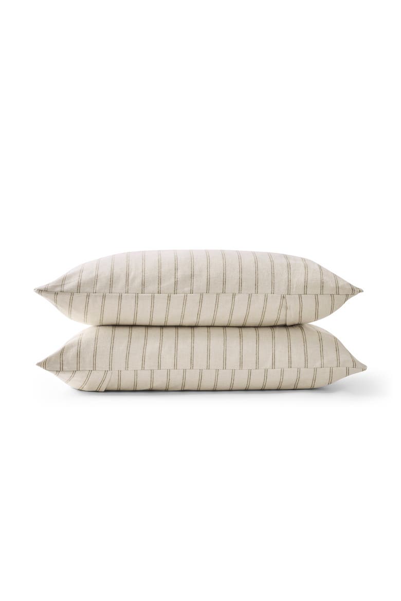 Flannel Stripe Brushed Cotton Pillow Sham Pairs, Main, color, Oat