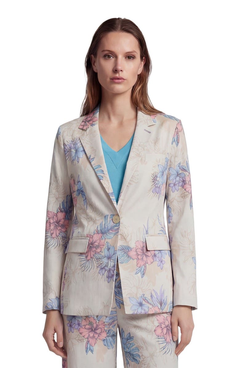 Lords of Harlech Exotic Floral Womens Tailored Blazer, Main, color, Exotic Floral Neutral