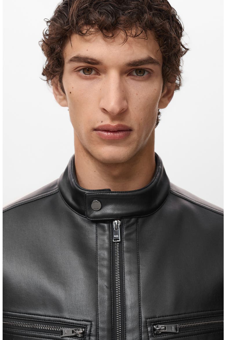 Faux Leather Moto Jacket, Alternate, color, BLACK