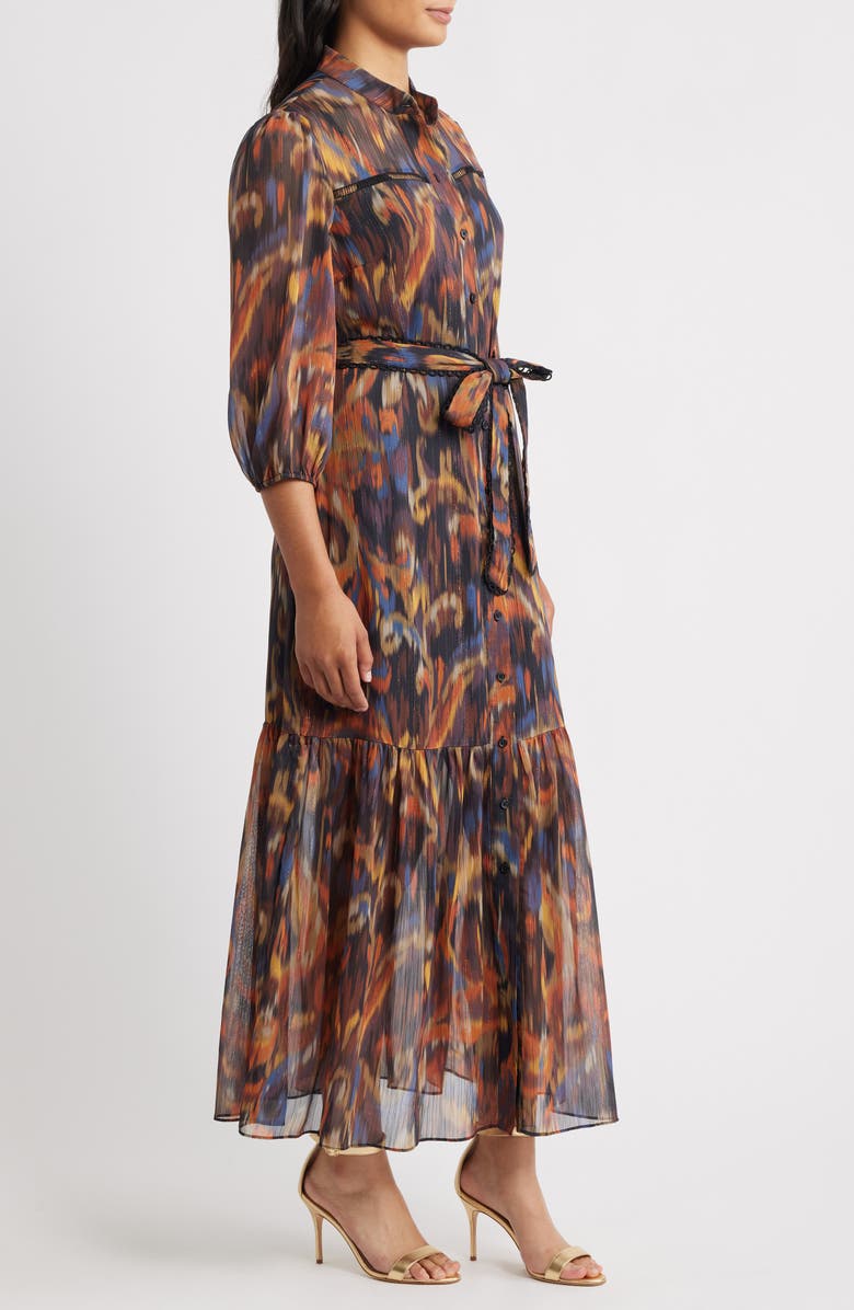 Julia Jordan Metalllic Abstract Print Maxi Dress, Alternate, color, Orange Multi