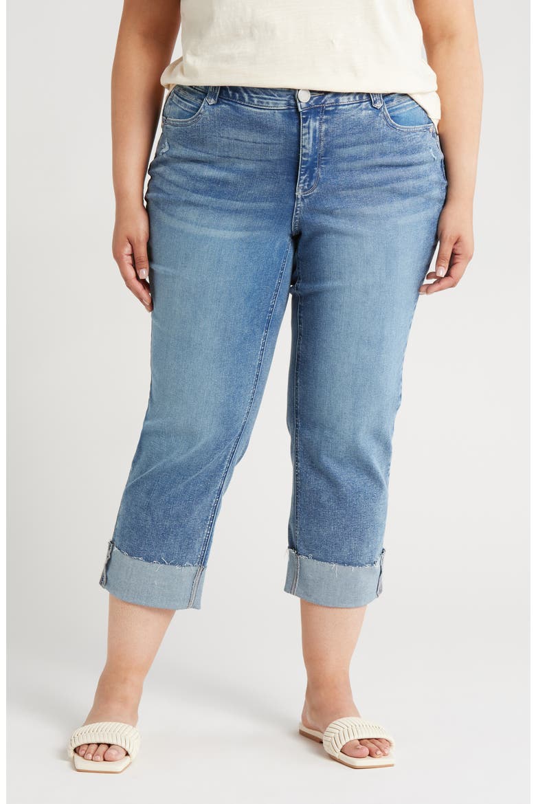 'Ab'Solution Cuff Straight Leg Jeans, Main, color, MID BLUE VINTAGE