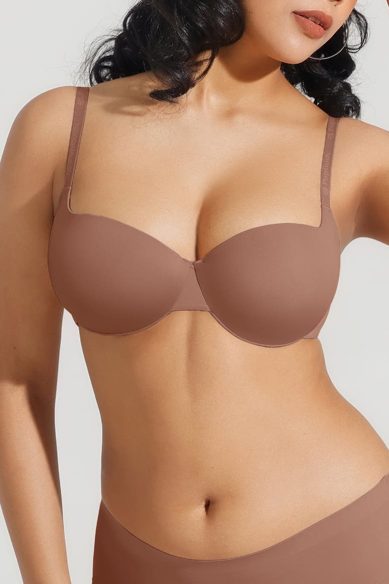 Balconette Underwire Push-Up Bra, Alternate, color, Latte