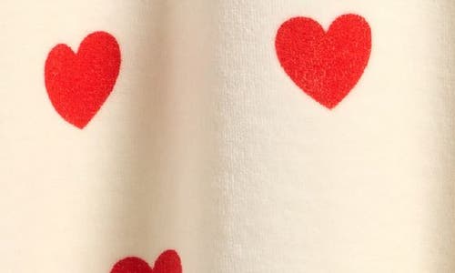 Mini Rodini Kids' Hearts Long Sleeve Organic Cotton Blend Velour Dress In White