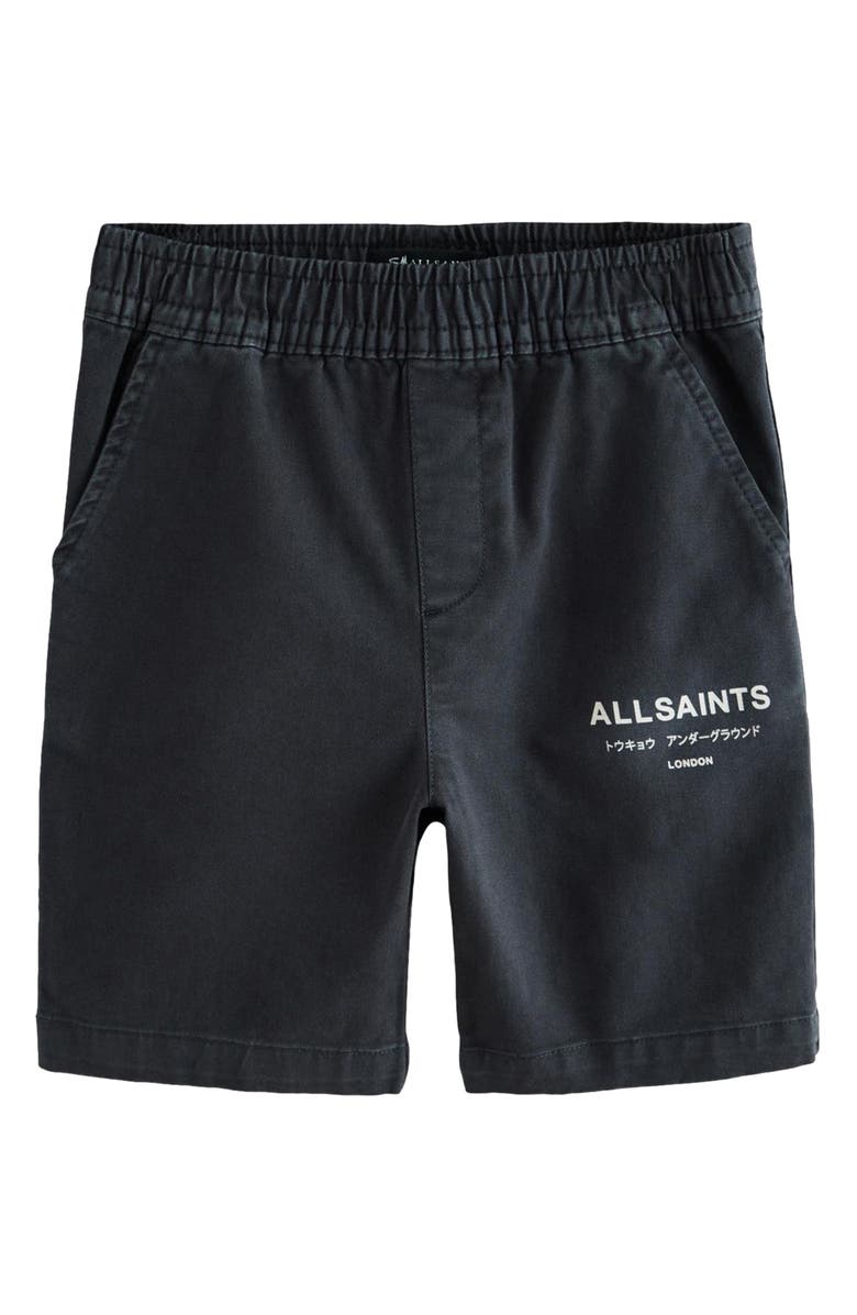 smALLSAINTS by ALLSAINTS Kids' Pull-On Cotton Twill Shorts, Main, color, Black