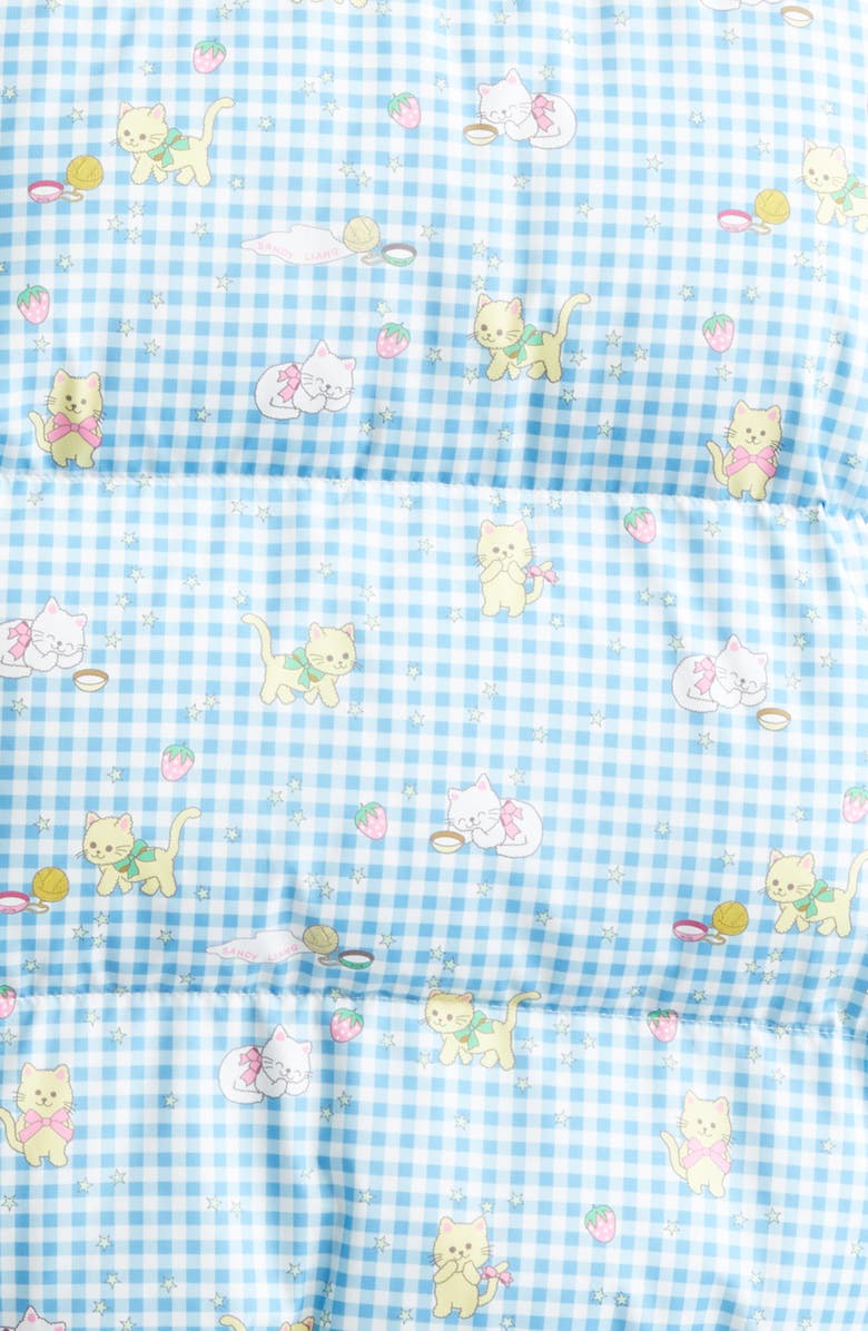 Sandy Liang Benny Faux Fur Collar Quilted Puffer Jacket, Alternate, color, Blue Multi