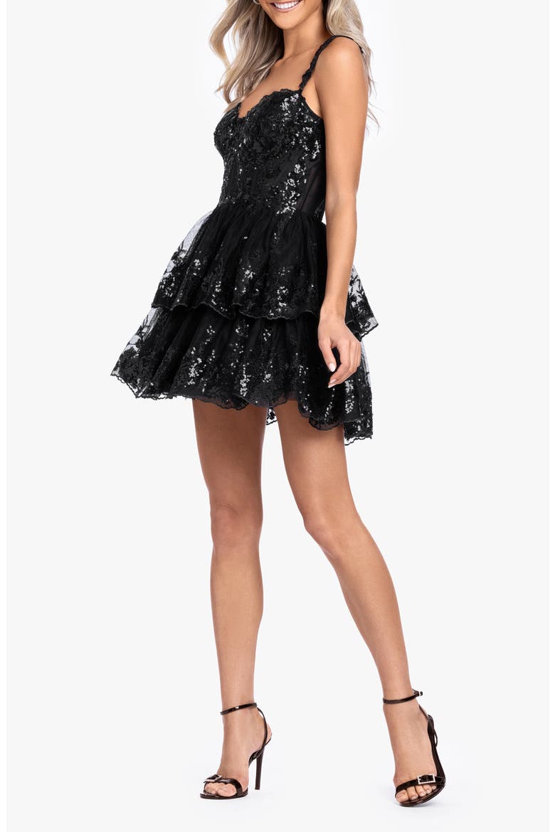 Sequin Lace Minidress, Alternate, color, BLACK